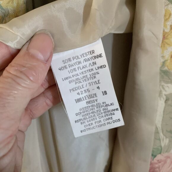 Vintage Blazer Jacket Academia Preppy Old Money Floral Pastel Leslie Fay Linen - Picture 5 of 5